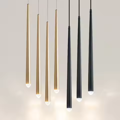 Dimmable Cone Long Tube LED Pendant Light Hanging 7W Lamp Aluminum Acrylic Home Kitchen Island Dinin