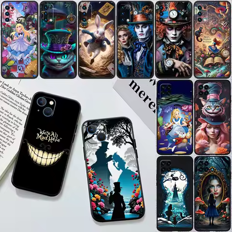 DS1 Alice in Wonderland Cat New High-End Shell Phone Case for iPhone 16 15 14 13 12 Pro Max Plus Min