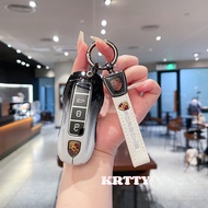 Car Key Case Cover Key Bag Accessories Black and White Gradient Fashion Style For Porsche New Cayenn