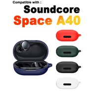 For Anker Soundcore Space A40 Earphone Soft Shockproof Silicone Protective Cover with Keychain