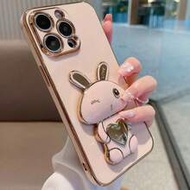 Electroplated Minimalist Cute Rabbit Stand Protective Case Compatible With IPhone11, IPhone13, IPhon