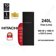 Hitachi 240L Refrigerator 2 Door/Peti Ais 2 Pintu Inverter (HRTN5255MFBBKMY) Peti Sejuk/Fridge/冰箱