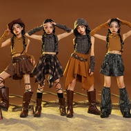 Jazz Dance Girl Costume Dune Wasteland Style Girl Group Catwalk jazz Suit Children hiphop Performanc