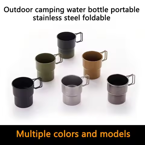 Outdoor camping water cup portable stainless steel foldable camping cup stainless steel barbecue bee