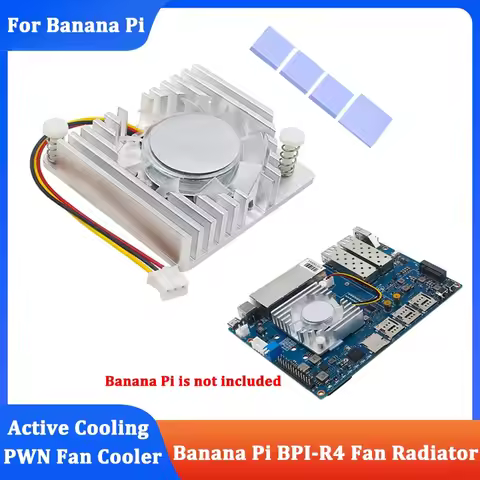 Banana Pi BPI-R4 PWN Cooling Fan Aluminum Alloy Radiator With Heatsink Active Passive Cooler For BPI