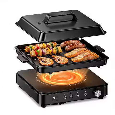 Portable Induction Cooktop 1500W Touch Control 8 Power Levels 99 Min Timer Easy to Clean Cooking Pot