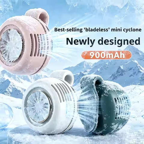 Portable Silent Mini Bladeless Electric Fan,Small fan Clip on Shirt Waist Mini Bladeless Fan Adjusta