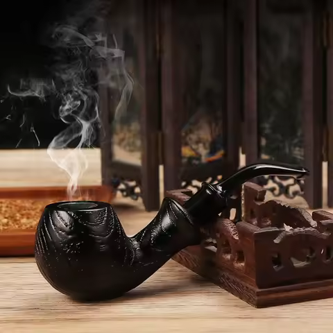 Solid Wood Pipe Vintage Men's Straight 9mm Filter Handmade tobacco pipe Raw Wood Mini Smoking Pipe