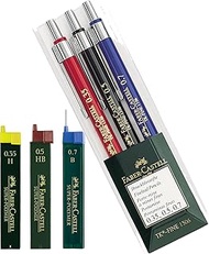 Faber-Castell TK-FINE Mechanical Pencil [Professional Set] Pack of 3 (One Pen 0.35 mm, 0.5 mm and 0.