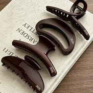 4pcs/1pc Brown Plastic Hair Clips, 11cm/4.33in, Fashionable Versatile Elegant Minimalist Solid Color