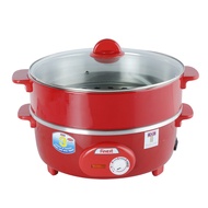 FINEXT กระทะไฟฟ้า 12 นิ้ว พร้อมซึ้ง สีแดง |BAI|