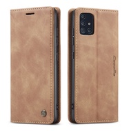Galaxy A51 Case WindCase Retro PU Leather TPU Inner Wallet Case [Card Slots] [Magnetic Closure] Flip