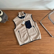 Patagonia Patagonia เสื้อกั๊กสำหรับกลางแจ้งเสื้อกั๊กสำหรับชุดขนแกะติดซิปคอตั้งเนื้อแกะแท้แบบอเมริกัน