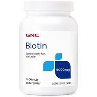 GNC Biotin 5000mcg Supplement, Supports Healthy Hair, Skin and Nails, 120 Servings