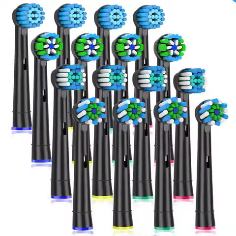 16Pack Replacement Brush Heads for Oral B Electric Toothbrushes Floss Cross Action 3D Pro White Prec