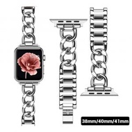 屯京 - [38mm/40mm/41mm] 銀色 女士不銹鋼金屬錶帶適用於 Apple Watch 系列 8 7 6 5 4 3 2 1 [平行進口]