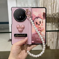 Case for Honor Magic V5 V3 Fold with Holder Hand Strap Cute Cartoon Shockproof Hinge Cover Full-Body