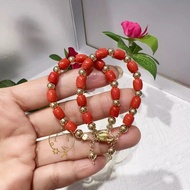 Italy Red Coral with 10K Gold Children's Lucky Charm Bracelet