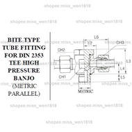 TH-M 06S X M12 TO TH-M 20S X M27 BITE TYPE TUBE FITTING FOR DIN 2353 TEE HIGH PRESSURE BANJO (METRIC