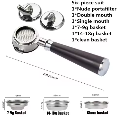 58mm Stainless Steel Bottomless Bottom Portafilter Set For Expobar/Gemilai/Milesto/Rocket E61 Naked 