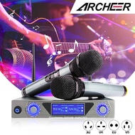 ARCHEER LCD UHF Wireless Karaok Microphone System Dual HandHeld Mic Receiver