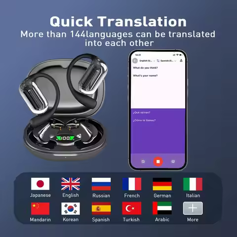 Real Time AI Translation Wireless Ear Buds BT 5.4 OWS Earphone EarBuds with 144 Online Translate Lan
