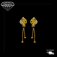 SMS DEEN Fancy Dangling  Earrings (Screw Type), ±3.47GM - Gold 916 Emas - Subang (Info: ±3.0x0.9CM -