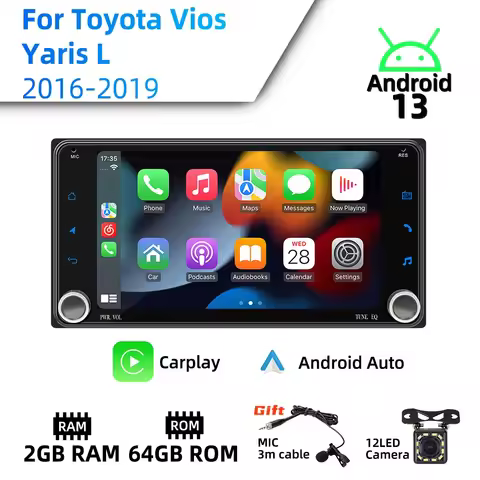 2 Din Android Radio 7" Screen Stereo Wireless Carplay Autoradio Car Multimedia for Toyota Vios Yaris