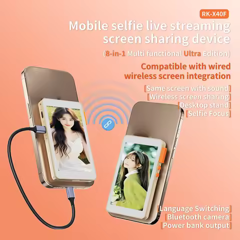 RK-X40F Magnetic Vlog Selfie Monitor Screen for Smartphone Rear Camera Selfie Vlog Live Stream for i