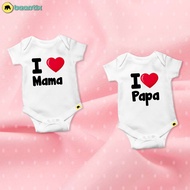 2 PCS SHORT JUMPER - CHEAP BABY SUIT - I LOVE MAMA PAPA JUMPER - SHORT JUMSUIT - TEXT BODYSUIT