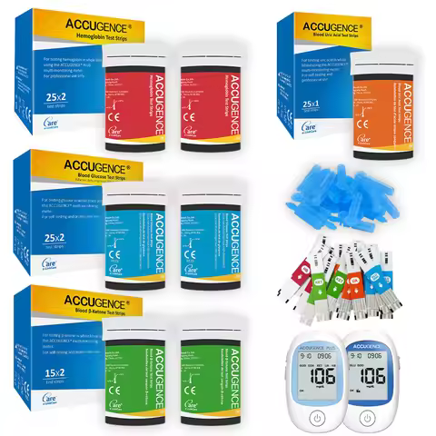 ACCUGENCE Blood Glucose Ketone Hemoglobin Uric Acid Test Strips Diabetes Gout HB Anemia for PM800 PM