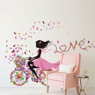 Decal girl bicycle flower