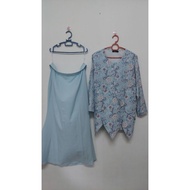 baju kurung warna baby blue