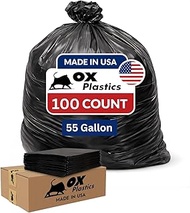 55 Gallon Trash Bags 3 MIL Contractor, Large Thick Heavy Duty Garbage Bag, Extra Large Trash Can Lin