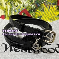 (有現貨！不用提問🙏🏻) 購自英國 2023秋冬 Vivienne Westwood ALEX ORB BELT 真皮 土星吊墜 黑色 鱷魚紋 皮帶 腰帶 (保証全新及正貨) 冇原裝盒只有防塵袋！專櫃