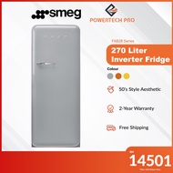 Smeg Classic Fridge with Inverter Electronic Control 50's Style Refrigerator 270L (FAB28 Series)-in Silver/Orange/Yellow