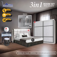 MESRA - Bedroom Set Sliding door /Set Bilik Tidur/Almari Baju/Katil Queen/Bedroom Set/Bedroom set mu