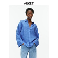 ARKET Women's Loose Profile Long-Sleeved Linen Shirt Top Blue 2023 Summer New Style1046725006