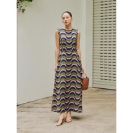 Patterned waist midi dress | Mauve 90s Midi dress