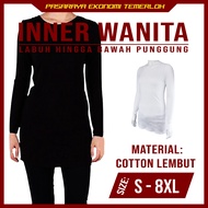 BAJU INNER MUSLIMAH LABUH TUTUP PUNGGUNG 1081 BAJU ALAS WANITA BLACK INNER BLOUSE WOMEN COTTON LEMBUT