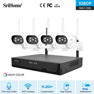 SriHome NVR 4 Channel Camera Wifi CCTV Security System Build-In Mic Speaker Easy Setup Plug & Play N