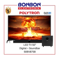 AMS-348 Polytron LED Digital TV 50 Inch PLD 50BV8758 + Soundbar