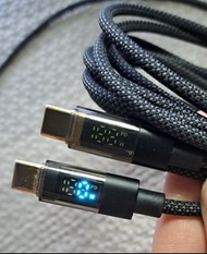 type c to c usb 功率顯示充電線 100w pd 2m 長