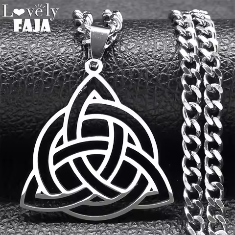 Witch Celtic Knot Triquetra Trinity Hollow Necklace Women Stainless Steel Men Amulet Necklaces Jewel