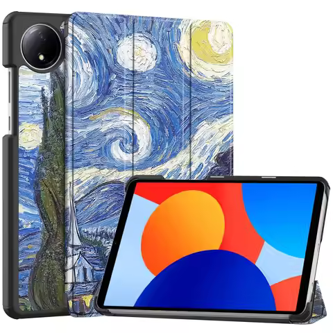For Xiaomi Redmi Pad SE 8.7 Case 2024 New PU Leather Tri-folding Stand Tablet Cover Funda For redmi 
