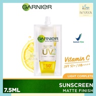 GARNIER Light Complete Super UV Spot Proof Sunscreen SPF 50 PA +++ Matte 7 ml Sachet - Hi Yaya Cosme