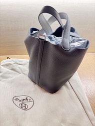 Hermes Picotin 18 石墨灰 拼鉑金灰 手柄