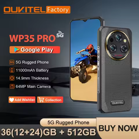 Oukitel WP35 PRO 5G Smartphone 36GB+512GB 6.6" 2.4K Display 64 MP NFC Andiron 14 11000mAh Rugged Cel