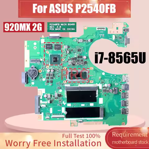 REV.2.0 For ASUS P2540FB Laptop Motherboard SRFCP i7-8565U 920MX 2G N16V-GMR1-S-A2 60NX0240-MB1131 N
