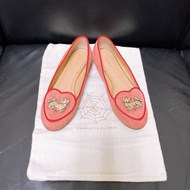 CHARLOTTE OLYMPIA 限定版粉紅色狗年生肖平底鞋/娃娃鞋 女款 歐碼36.5號 正品 義大利製